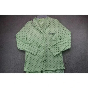 Women's Aria Flannel Pajama Set-Size Medium-Light Green & Gray-100% Polyester